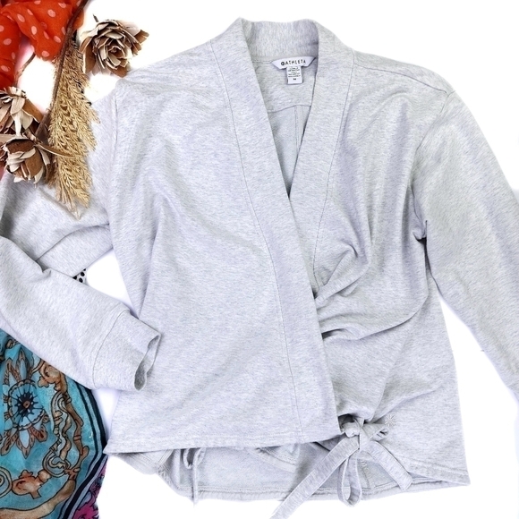Athleta Sweaters - ATHLETA Grey Wrap Sweater Size Medium